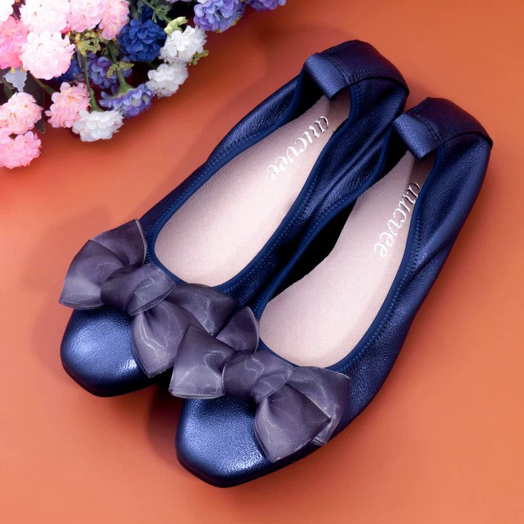 Women Leather Bowknot Slip-On Ballerina Flats