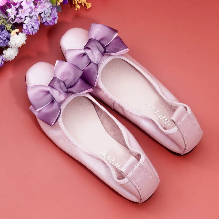 Women Leather Bowknot Slip-On Ballerina Flats