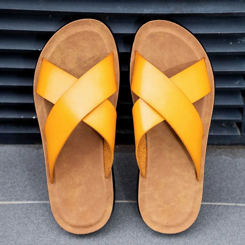 Men Italian PU Leather Slip - On Slippers | by Anwer Fancy | Worldwide Shipping