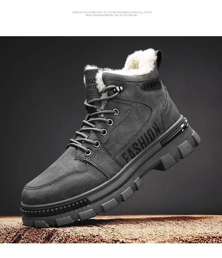 Men’s Lace - Up Plush Platform Snow Boots | Men's Snow Boots by Anwer Fancy | Worldwide Shipping
