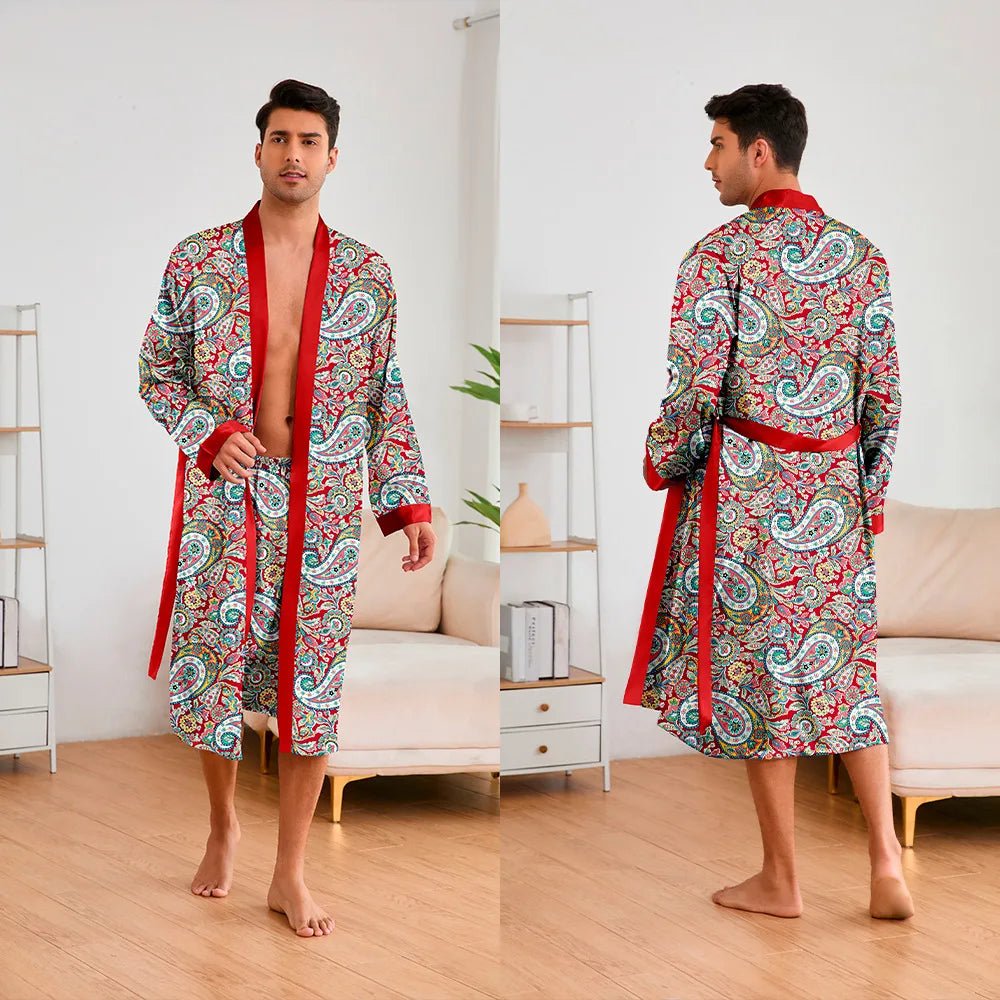 Men’s Leopard Satin Bathrobe Set | Men's Loungewear by Anwer Fancy | Worldwide Shipping