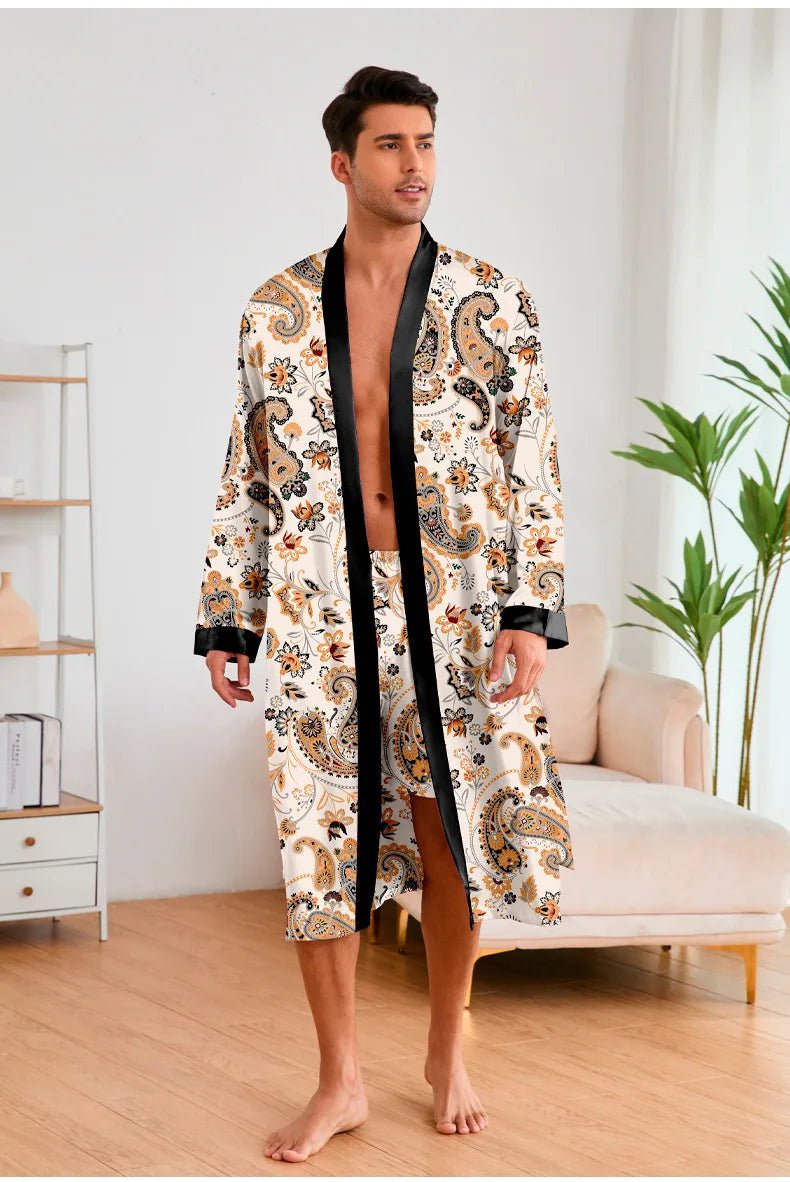 Men’s Leopard Satin Bathrobe Set | Men's Loungewear by Anwer Fancy | Worldwide Shipping
