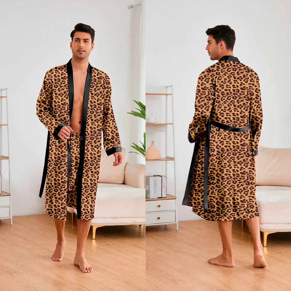 Men’s Leopard Satin Bathrobe Set | Men's Loungewear by Anwer Fancy | Worldwide Shipping