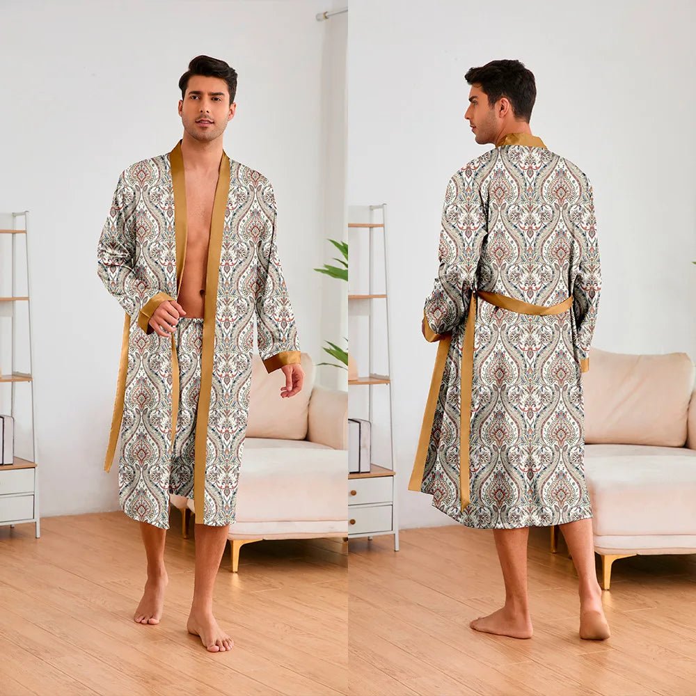 Men’s Leopard Satin Bathrobe Set | Men's Loungewear by Anwer Fancy | Worldwide Shipping
