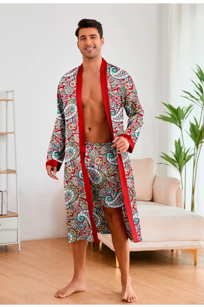 Men’s Leopard Satin Bathrobe Set | Men's Loungewear by Anwer Fancy | Worldwide Shipping