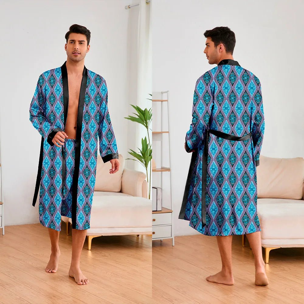 Men’s Leopard Satin Bathrobe Set | Men's Loungewear by Anwer Fancy | Worldwide Shipping