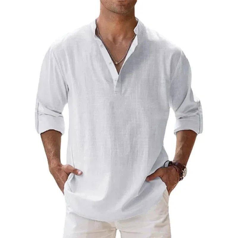 Men’s Linen Henley Shirt | Men's Loungewear by Anwer Fancy | Worldwide Shipping