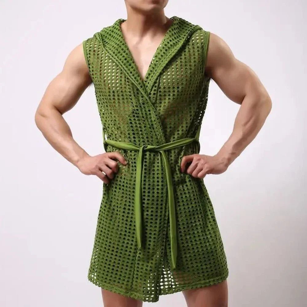 Men’s Mesh Sleeveless Bathrobe | Men's Loungewear by Anwer Fancy | Worldwide Shipping