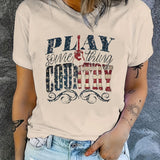 Retro country music festival t-shirt with playful guitar graphic and 'Play Something Country' text.