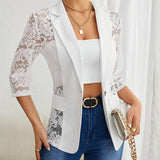 Sheerlace™ – Open Front Lace Blazer (Elegant 3/4 Sleeve, Sheer Look, Washable)