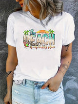 Beach Graphic Tee - 100% Cotton Crew Neck