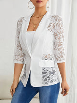 Sheerlace™ – Open Front Lace Blazer (Elegant 3/4 Sleeve, Sheer Look, Washable)