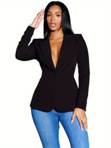 TieBack™ – Fall/Winter Blazer (Chic Lapel, Solid Color, Unique Back Detail)