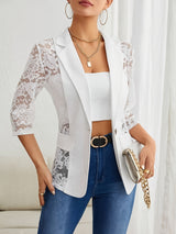 Sheerlace™ – Open Front Lace Blazer (Elegant 3/4 Sleeve, Sheer Look, Washable)