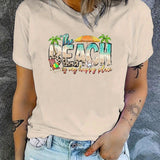 Beach Graphic Tee - 100% Cotton Crew Neck