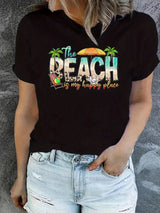 Beach Graphic Tee - 100% Cotton Crew Neck