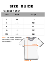 Size guide for Summer Casual Coffee Print T-Shirt detailing measurements for various sizes including bust and length.