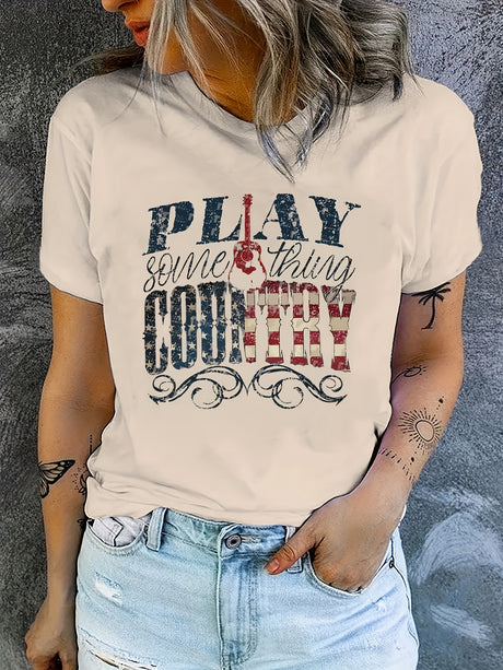 Retro Country Music Festival T-Shirt with 'Play Something Country' slogan, perfect for casual wear.