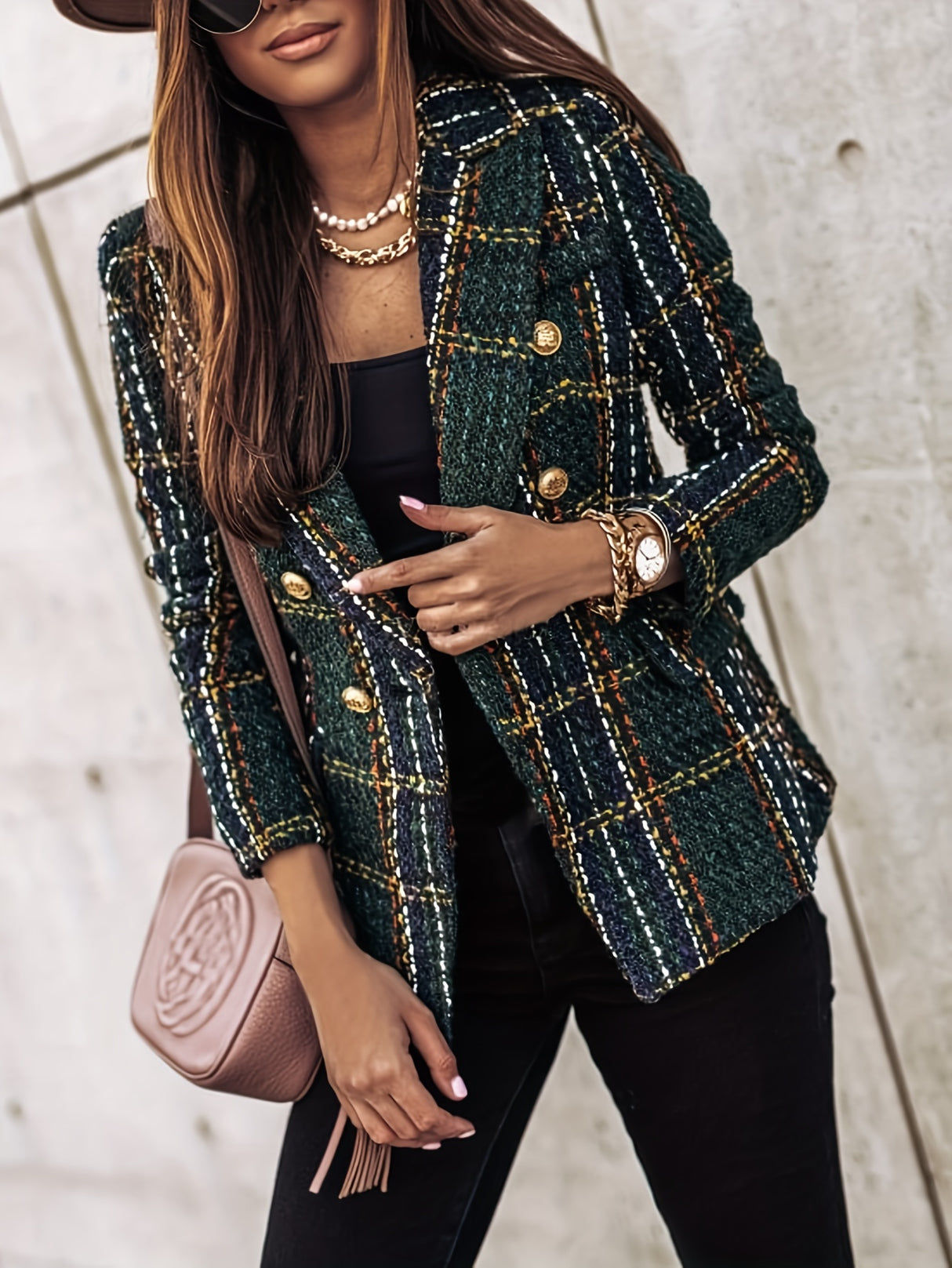 PlaidFlair™ – Luxury Winter Blazer (Elegant Plaid, Casual Office Look)
