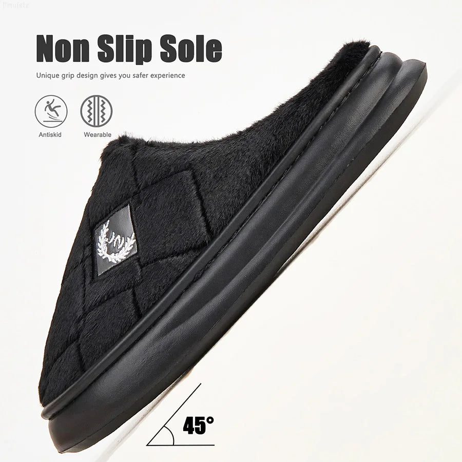 Men Winter Warm Plush Non-Slip Slippers