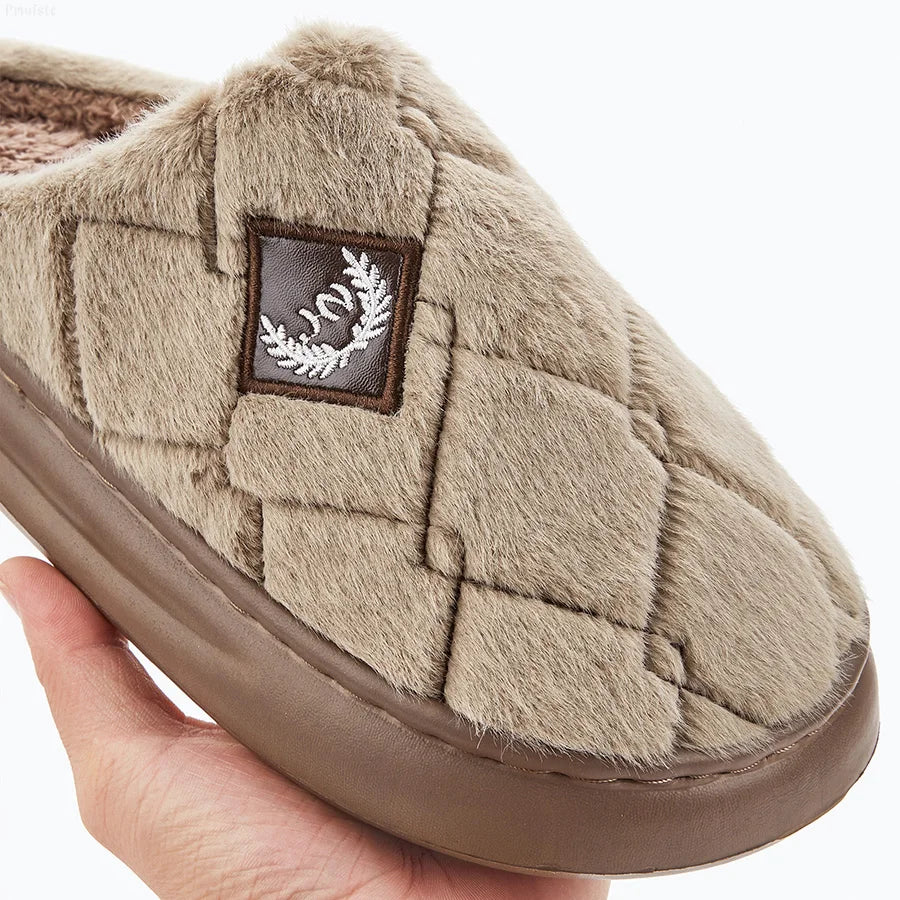 Men Winter Warm Plush Non-Slip Slippers