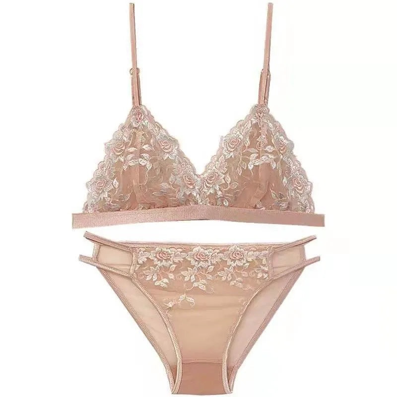 Women Floral French Bra Set