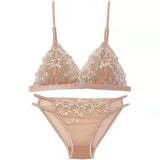 Women Floral French Bra Set