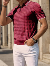 Men Half Zip Lapel Knit Sweater