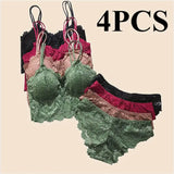 Women 4PCS Lace Lingerie Set