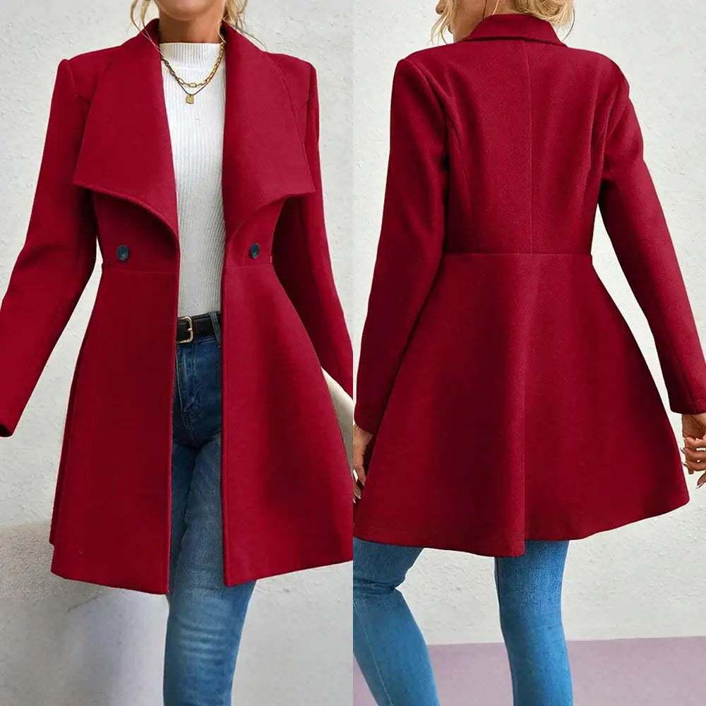 Women Button Lapel Work Coat