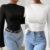 Ribbed Square Neck Bodysuit – Short Sleeve Top