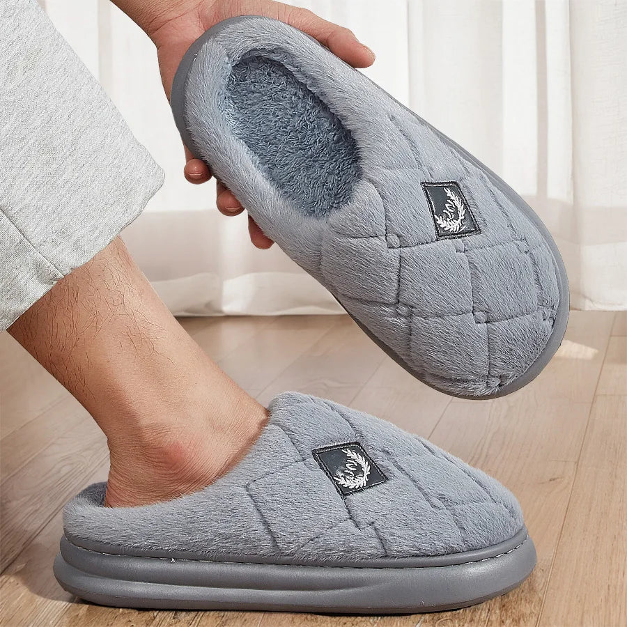 Men Winter Warm Plush Non-Slip Slippers