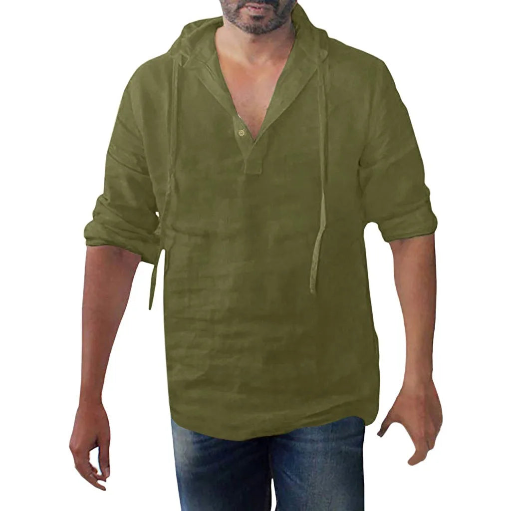 Men’s Plus Size V-Neck Linen Top