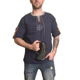 Men's Plus Size Viking Embroidered Shirt – Lace-Up