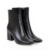 Women Side Zipper Mid-Heel Ankle Boots – Winter Casual Shoes