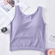 KnitMuse™ sexy knitted padded camisole in soft lavender for women, ideal summer lingerie-style vest.