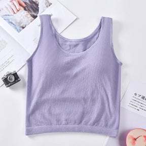 KnitMuse™ sexy knitted padded camisole in soft lavender for women, ideal summer lingerie-style vest.