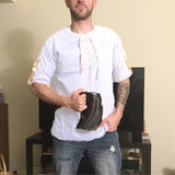 Men's Plus Size Viking Embroidered Shirt – Lace-Up