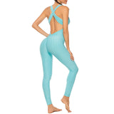GymHalo™ – Backless Halter Skinny Jumpsuit (Fitness-Focused, Breathable & Bold)