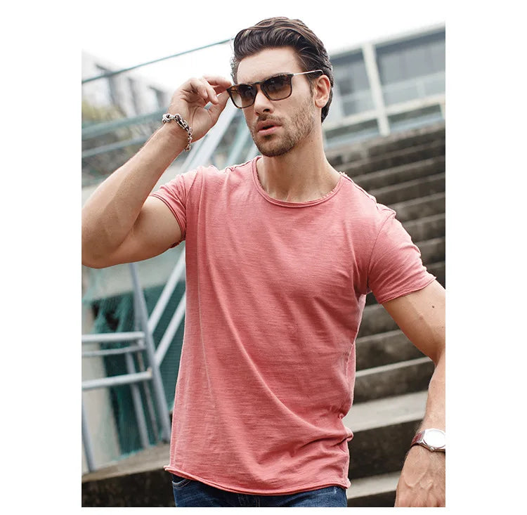 Men Cotton O-Neck Summer T-Shirt