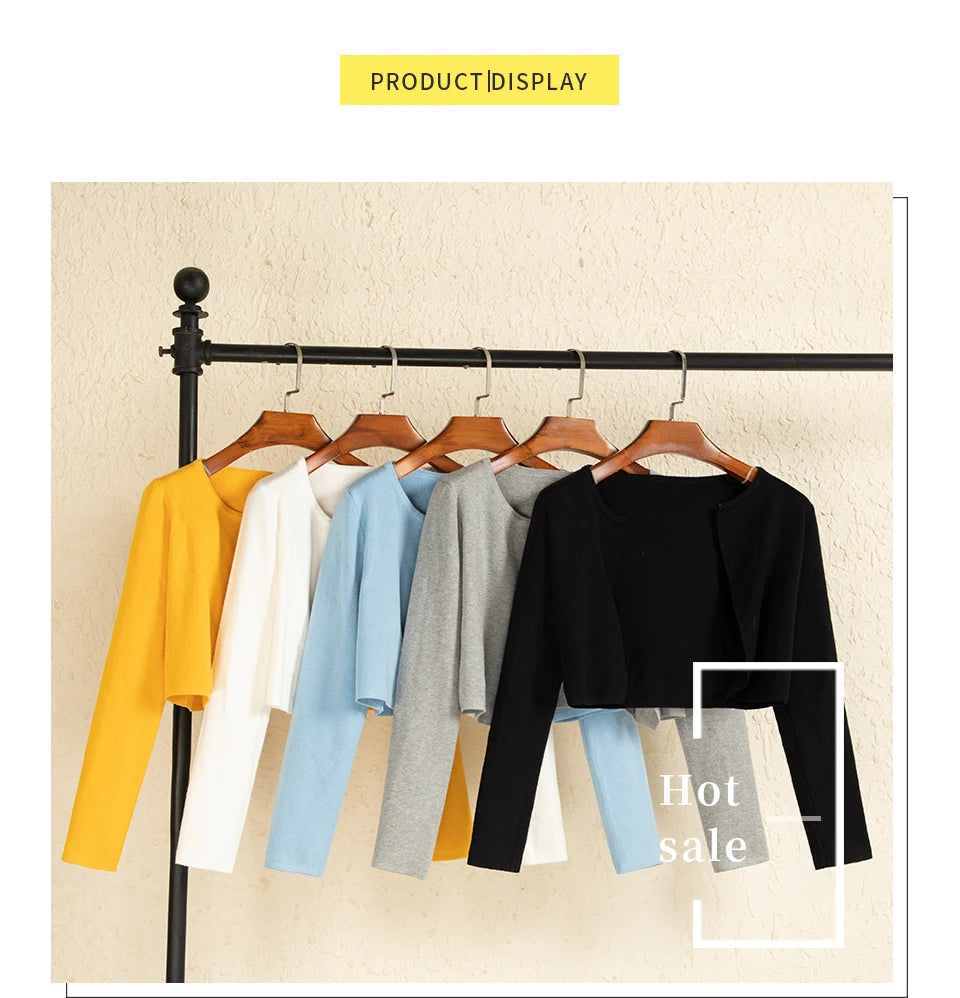 Black Cropped Knitted Korean Style Sweater