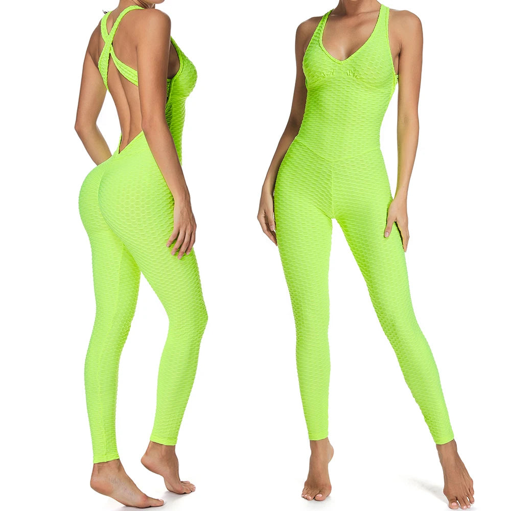 FlexFemme™ – Backless Halter Fitness Jumpsuit (Breathable, Sculpting & Supportive)