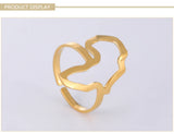 Gold African map ring for women, stylish fashion jewelry piece in 18k gold plating, perfect for daily wear.