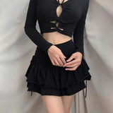 Women Goth Bandage Mini Skirt