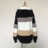 Warm Plush Patchwork Hooded Winter Coat