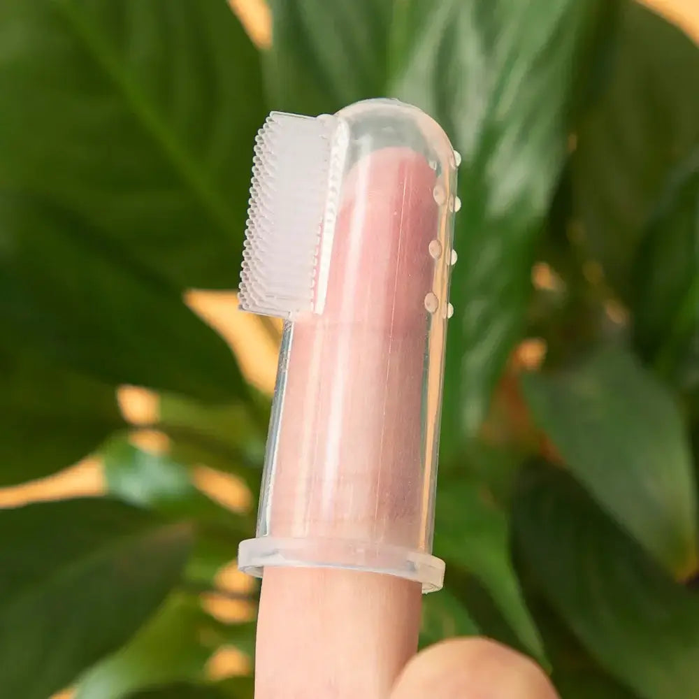 Soft silicone baby training toothbrush designed for infants and toddlers, promoting dental hygiene with gentle bristles.