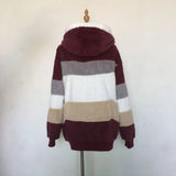 Warm Plush Patchwork Hooded Winter Coat