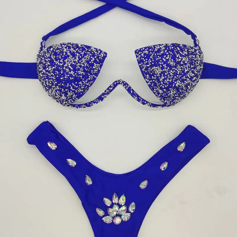Women Rhinestone Bikini Set