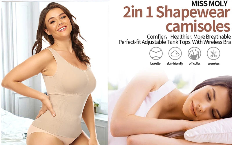 Tummy Control Built‑in Bra Cami Shaper