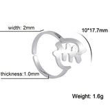 Specifications of a women's fashion ring: width 2mm, thickness 1mm, size 10x17.7mm, weight 1.6g.